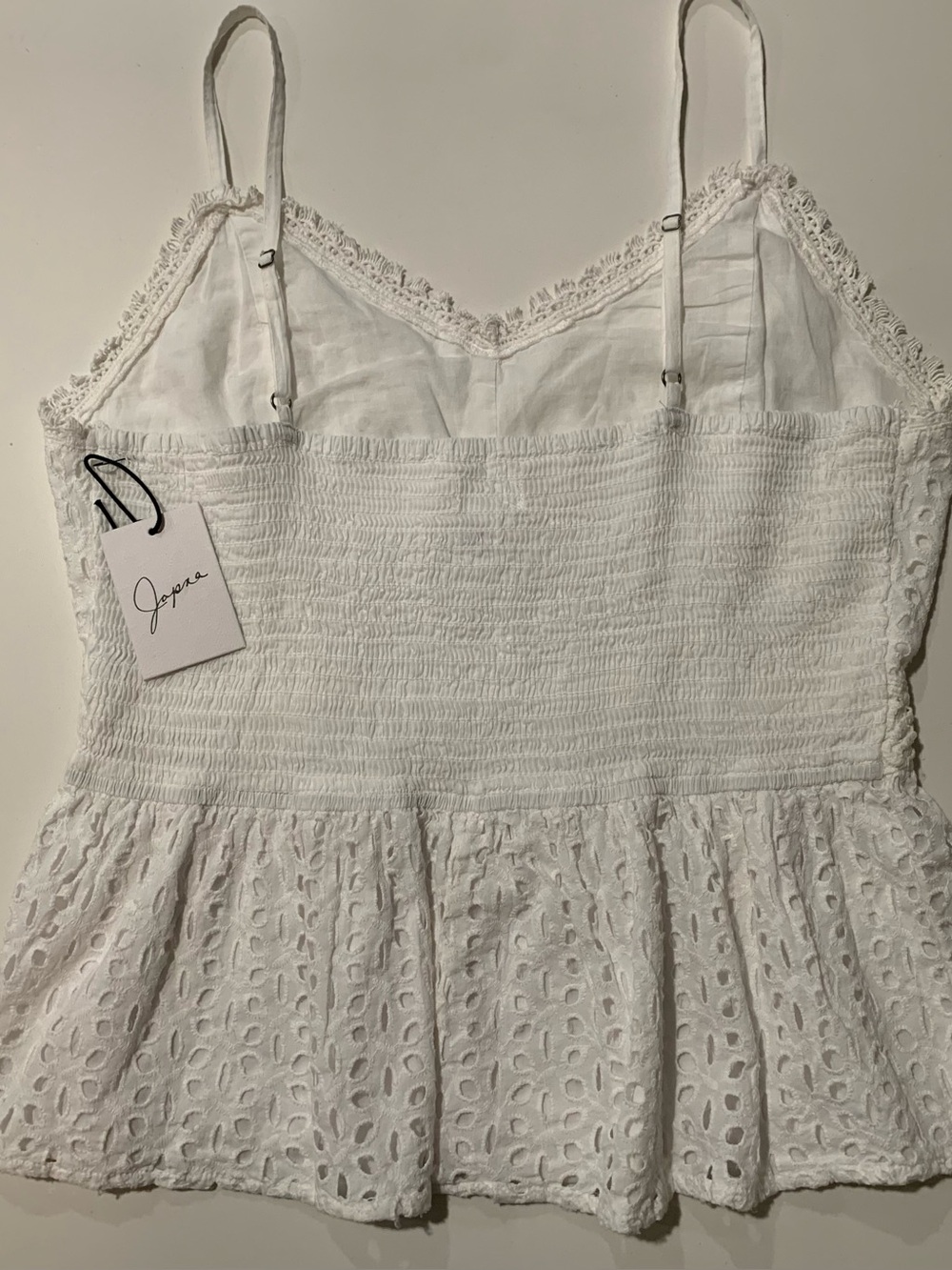 NWT Japna White Eyelet Lace Peplum Cami Top, Cottagecore, XL - Picture 5 of 11